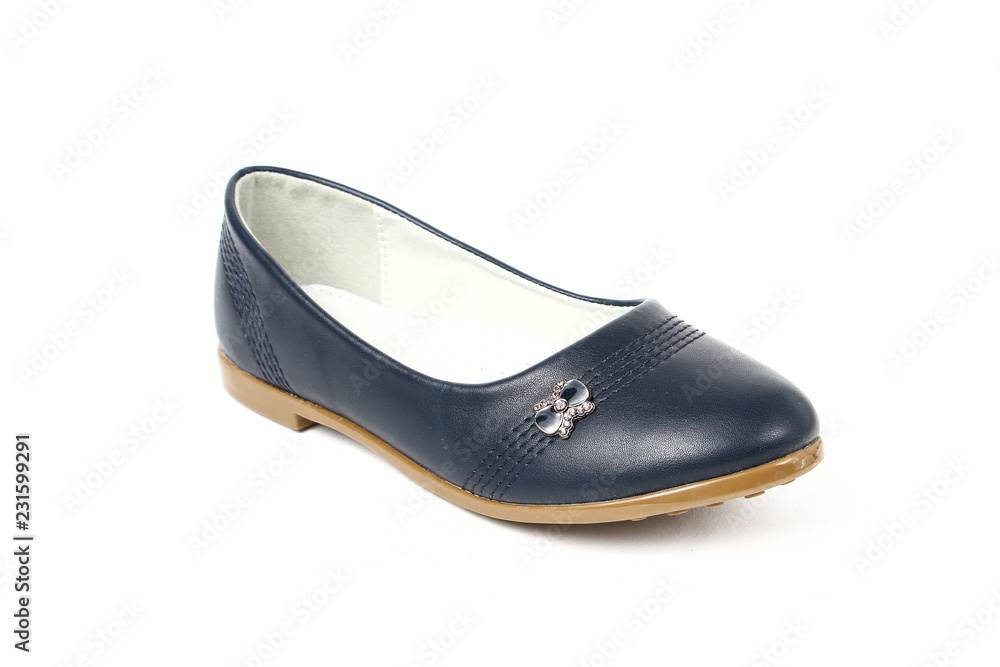Women's flat photo blue shoes isolated on white background Women's flat photo blue shoes isolated on white background