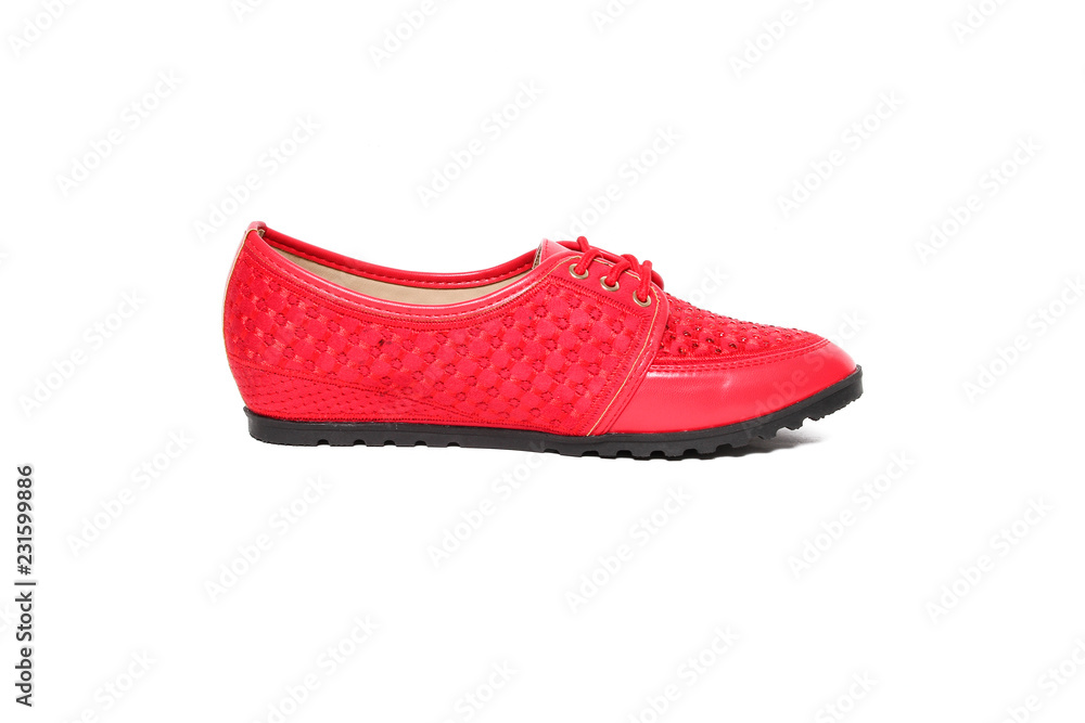 Women's platform red shoes isolated on white background Women's platform red shoes isolated on white background