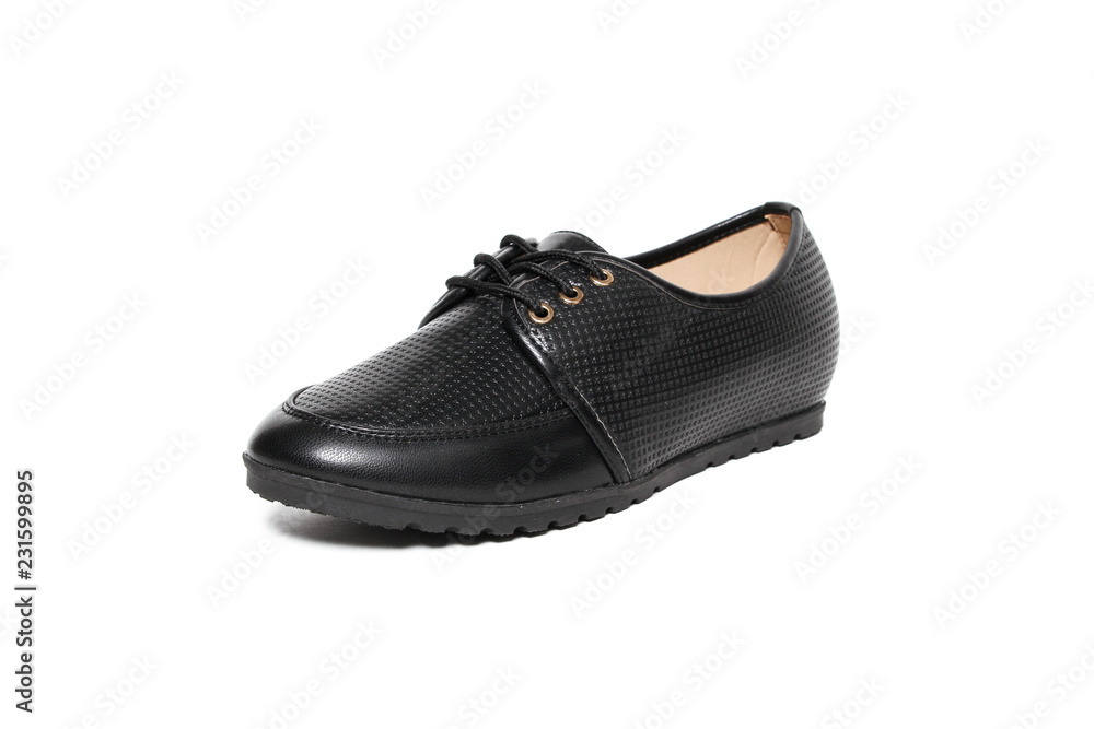 Women's platform black shoes isolated on white background Women's platform black shoes isolated on white background