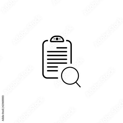 document with search icon. vector simple symbol