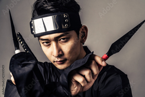 Japanese Ninja concept. Samurai. photo