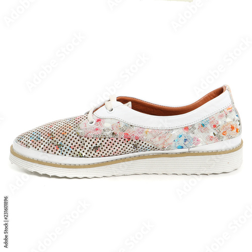 Women's demi-season shoes leather on white background