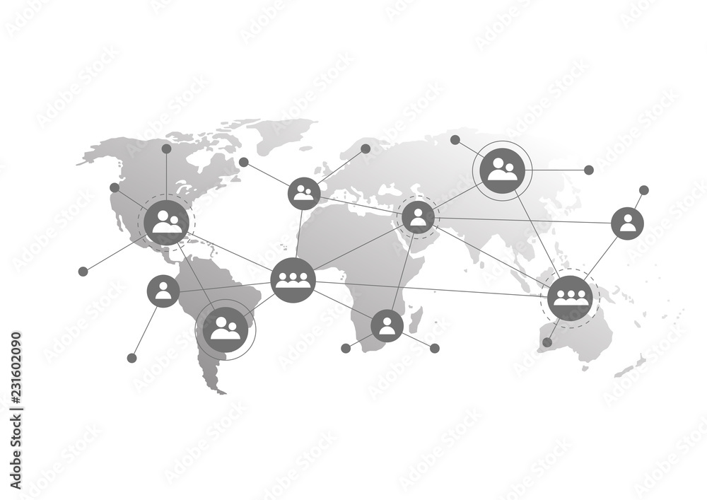 Global network connection. World map point and line composition concept of Connection technologies for business. Mixed media Global network connection. World map point and line composition concept of Connection technologies for business. Mixed media