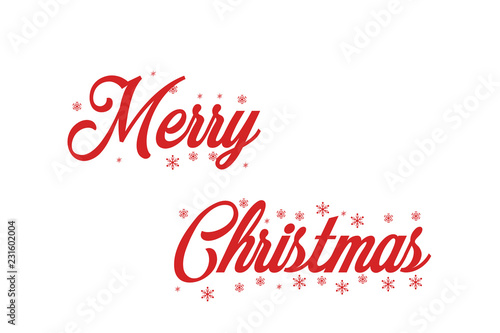 Merry Christmas red hand lettering inscription to winter holiday design