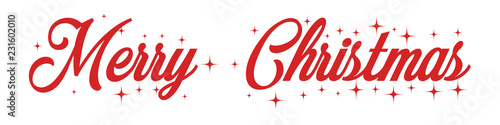 Merry Christmas red hand lettering inscription to winter holiday design