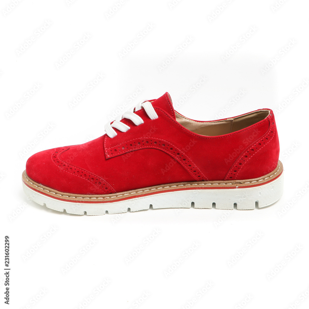 Women's demi-season shoes leather on white background Women's demi-season shoes leather on white background