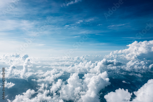 Beautiful blue sky and Clouds view in the plane 