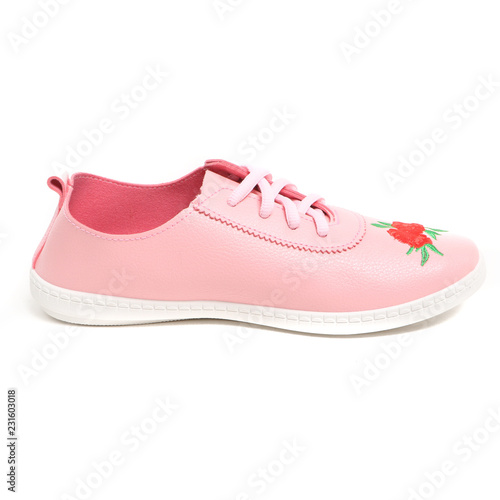 Women's demi-season shoes leather on white background