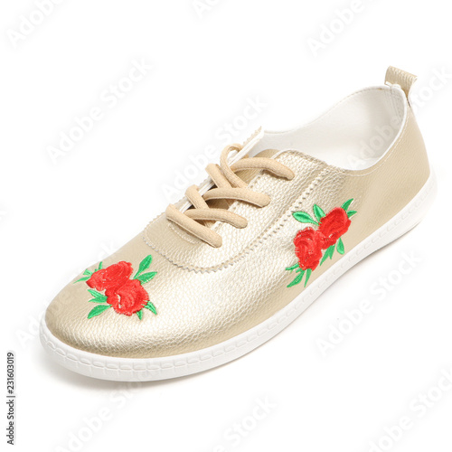 Women's demi-season shoes leather on white background
