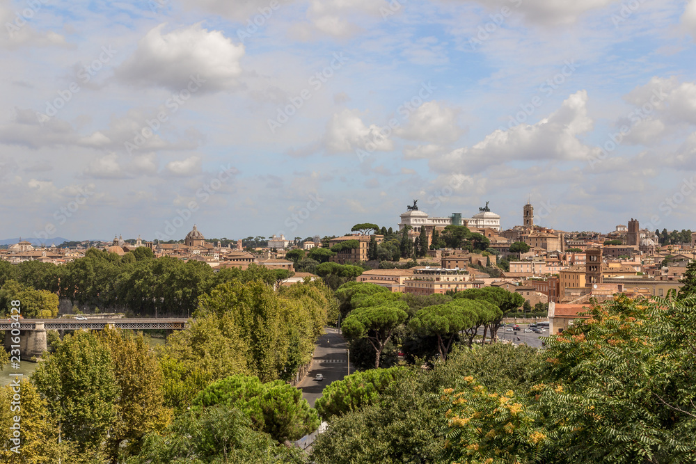 Top roof view of Rome in the center of the old city
