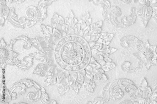 White stucco floral for decoration background