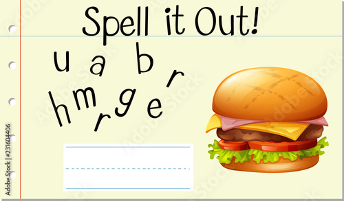 Spell English word hamburger
