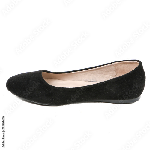 Women's flats shoes leather isolated on white background