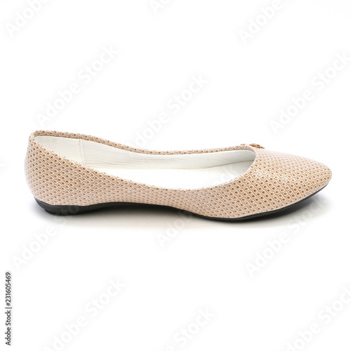 Women's flats shoes leather isolated on white background