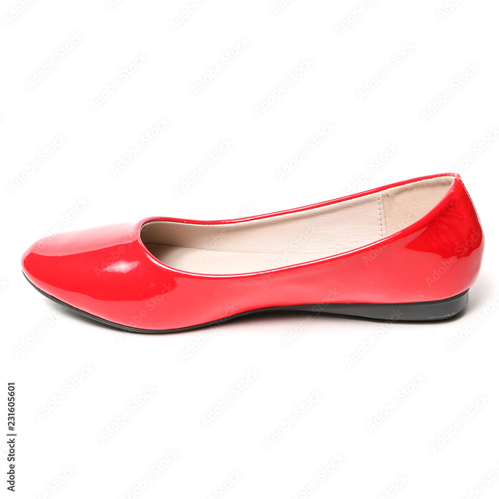 Women's flats shoes leather isolated on white background Women's flats shoes leather isolated on white background