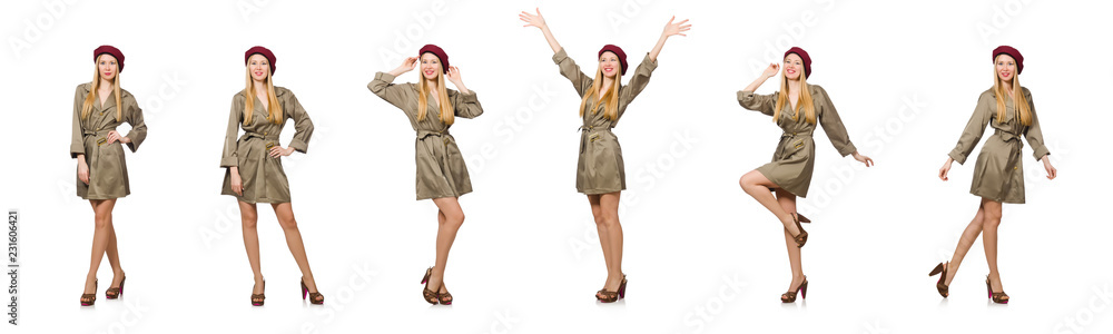 Woman in military clothing isolated on white Woman in military clothing isolated on white