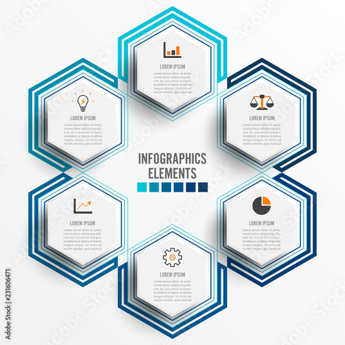 Vector illustration infographics 6 options. Template for brochure, business, web design