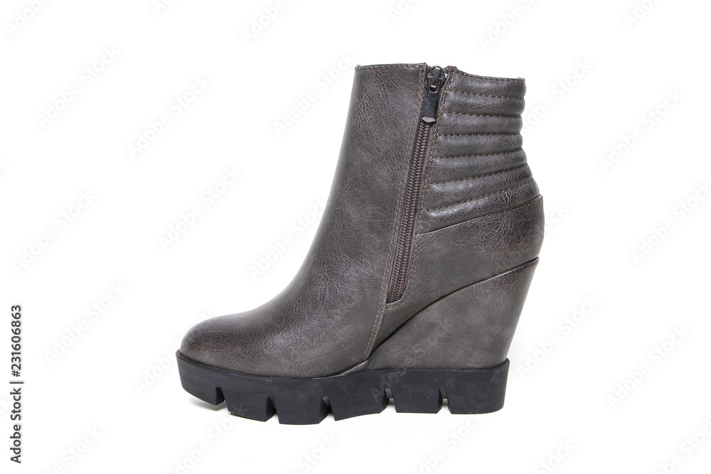 Women's leather demi-season shoes isolated on white background Women's leather demi-season shoes isolated on white background