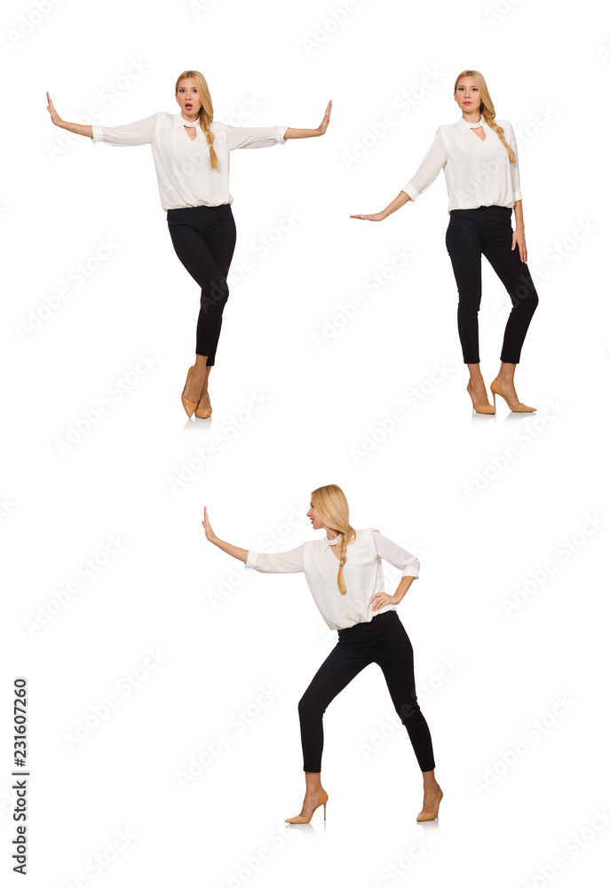 Pretty girl in office attire isolated on white