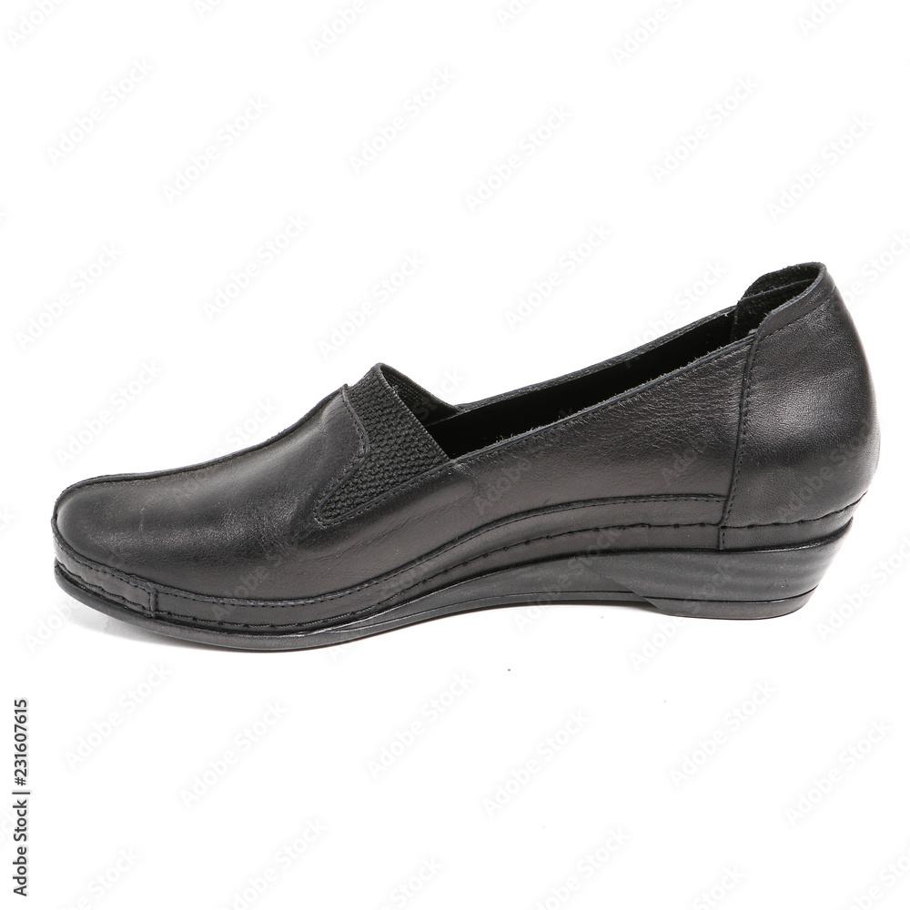 Women's leather platform shoes isolated on white background Women's leather platform shoes isolated on white background