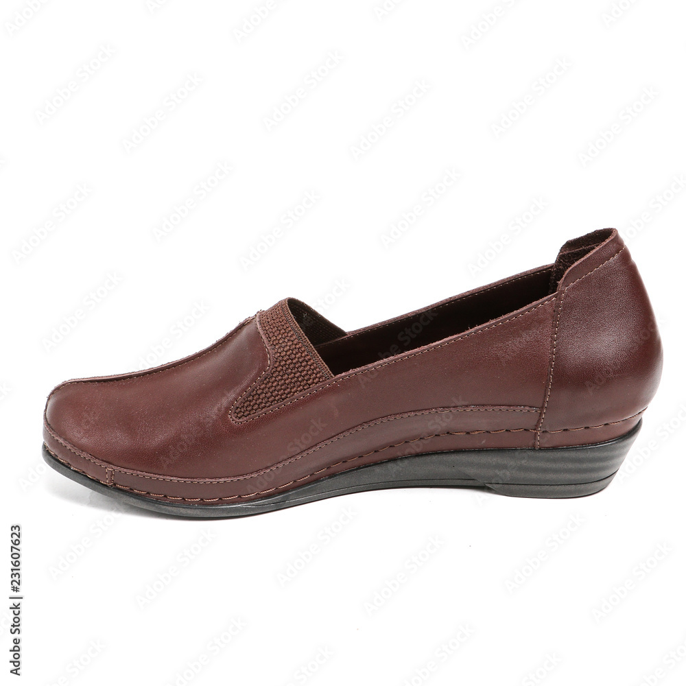 Women's leather platform shoes isolated on white background Women's leather platform shoes isolated on white background