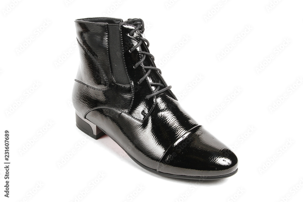 Women's leather platform shoes isolated on white background Women's leather platform shoes isolated on white background
