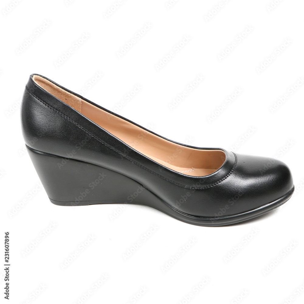 Women's leather platform shoes isolated on white background Women's leather platform shoes isolated on white background
