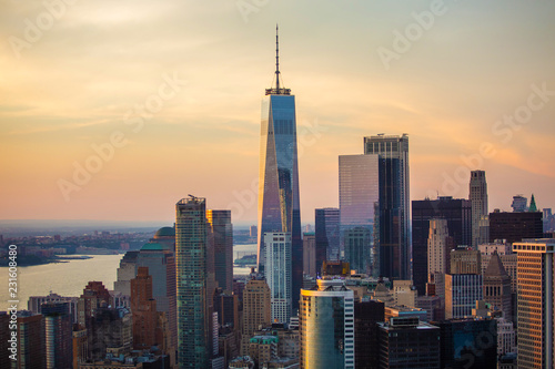 Lower Manhattan and Financial District skyline view