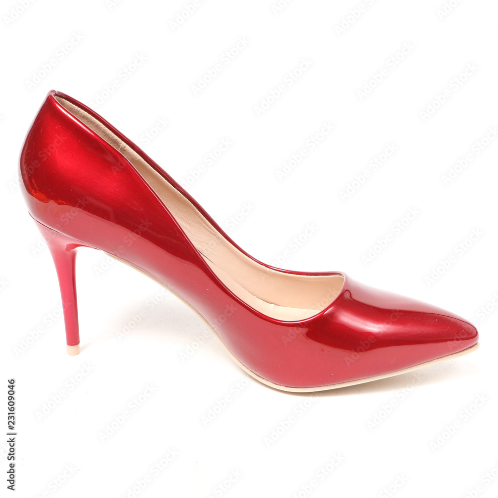Women's leather platform shoes isolated on white background Women's leather platform shoes isolated on white background