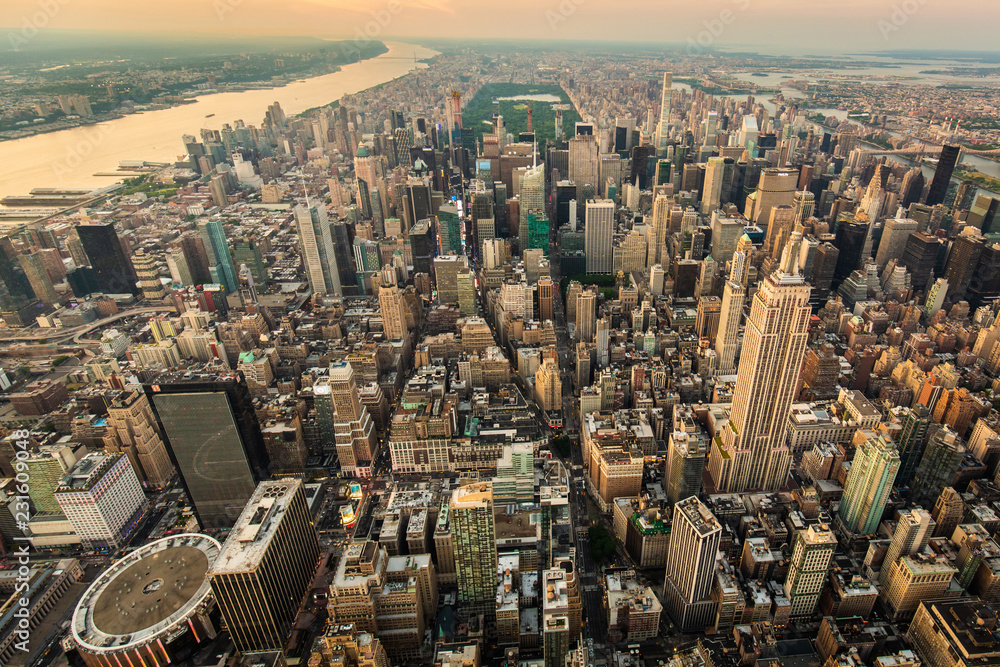 Photography Poster New York city at sunset aerial view | Wall Art