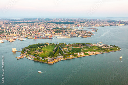 Governors island of New York aerial view photo