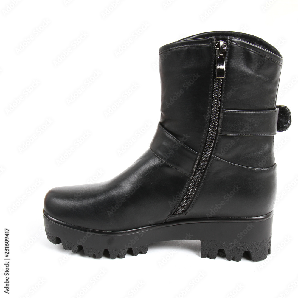 Women's demi-season high boots isolated on white background Women's demi-season high boots isolated on white background