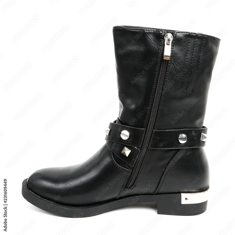 Women's demi-season high boots isolated on white background Women's demi-season high boots isolated on white background