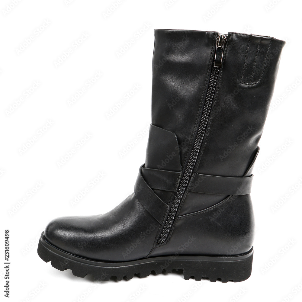 Women's demi-season high boots isolated on white background Women's demi-season high boots isolated on white background