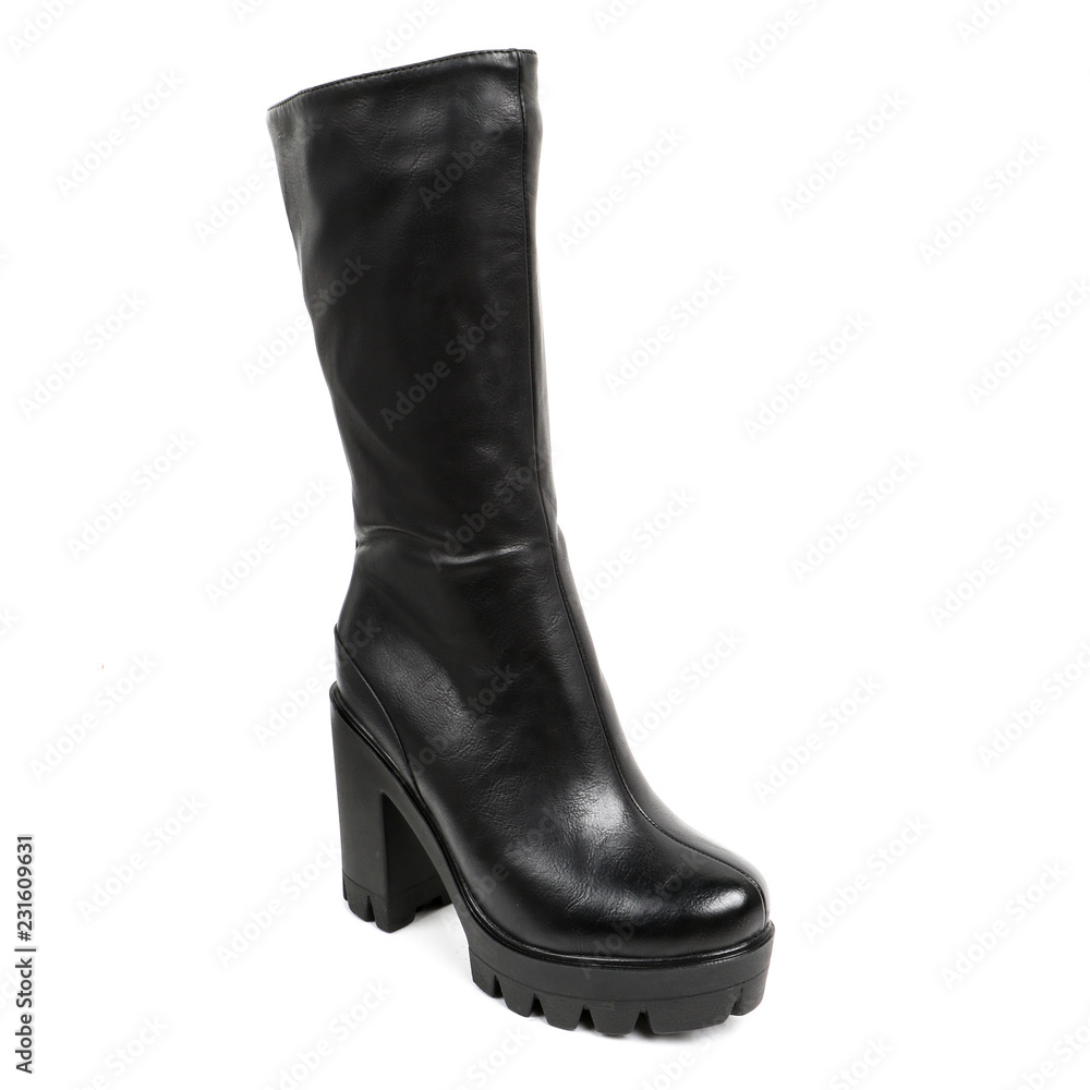 Women's demi-season high boots isolated on white background Women's demi-season high boots isolated on white background