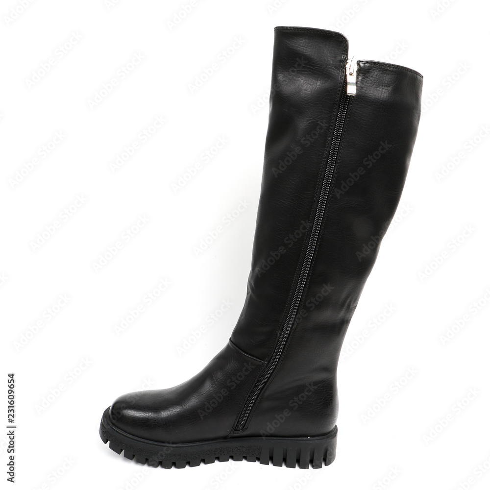 Women's demi-season high boots isolated on white background