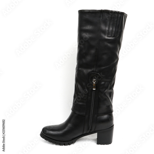 Women's demi-season high boots isolated on white background