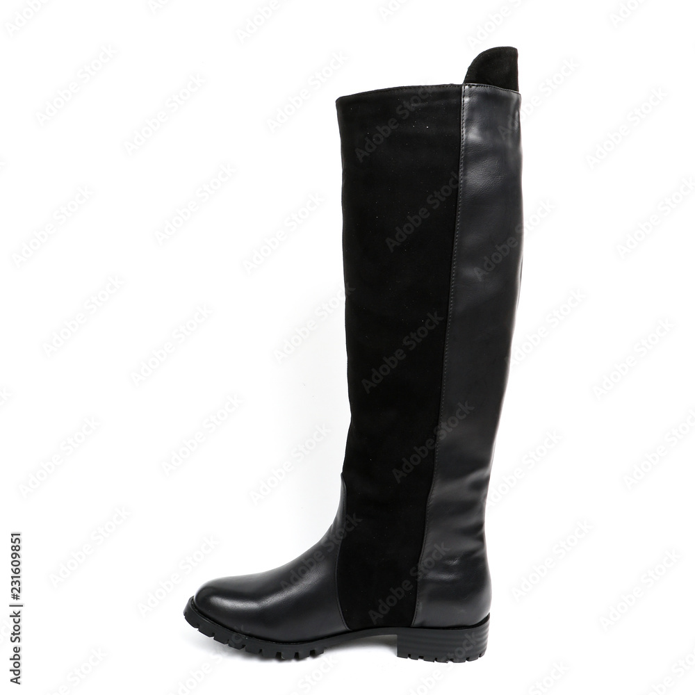 Women's demi-season high boots isolated on white background Women's demi-season high boots isolated on white background