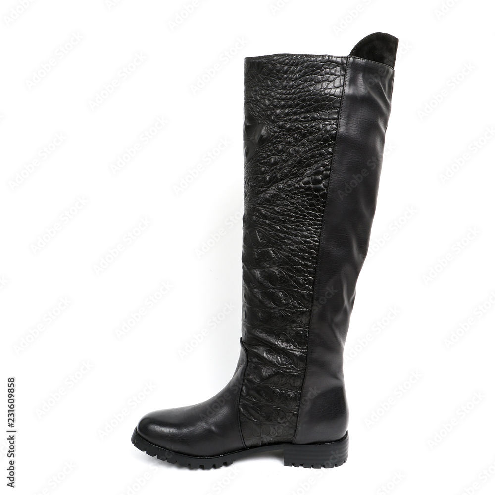Women's demi-season high boots isolated on white background Women's demi-season high boots isolated on white background