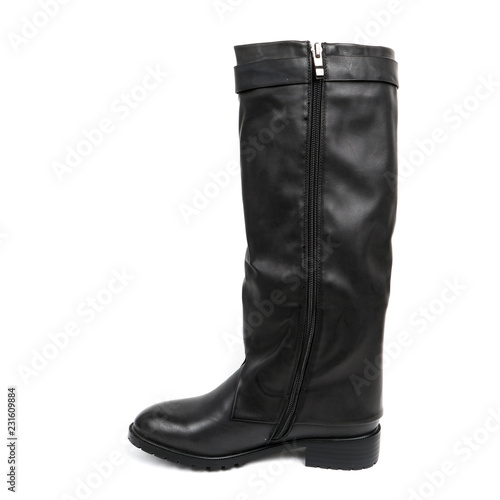 Women's demi-season high boots isolated on white background