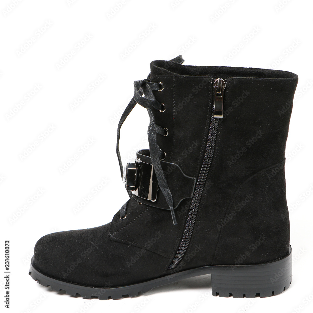 Women's demi-season high boots isolated on white background Women's demi-season high boots isolated on white background