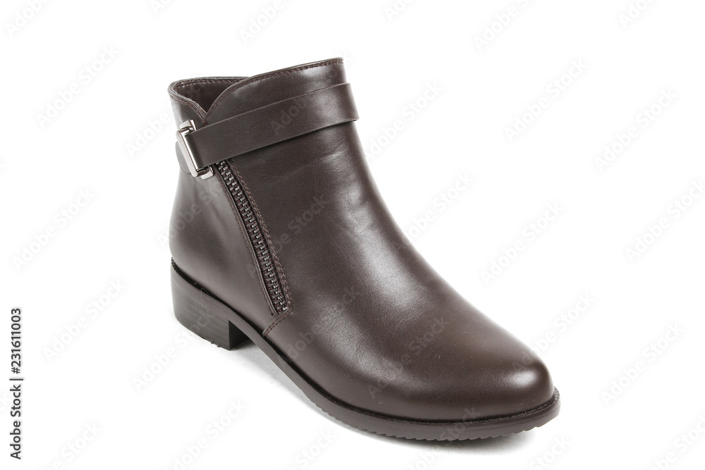 Women's demi-season high boots isolated on white background Women's demi-season high boots isolated on white background