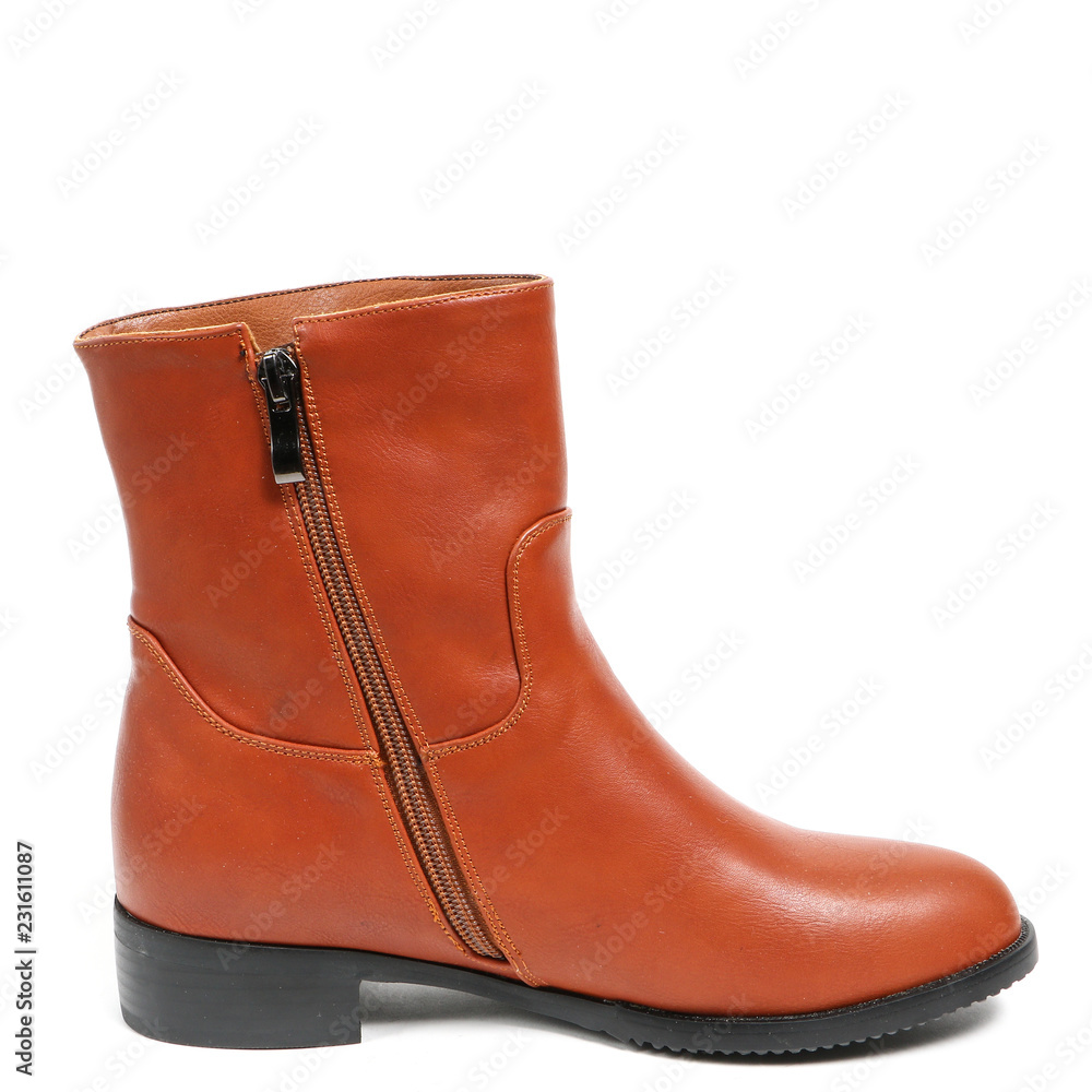 Women's demi-season high boots isolated on white background Women's demi-season high boots isolated on white background