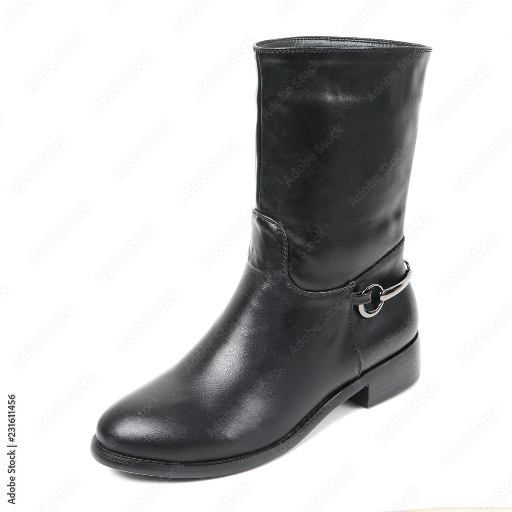 Women's demi-season high boots isolated on white background Women's demi-season high boots isolated on white background