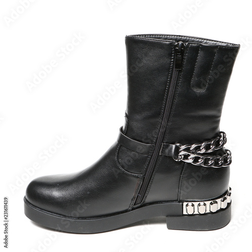 Women's demi-season high boots isolated on white background