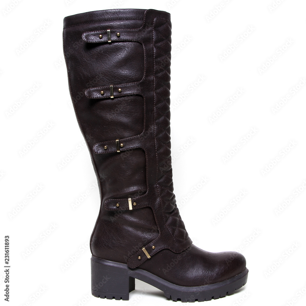 Women's demi-season high boots isolated on white background Women's demi-season high boots isolated on white background