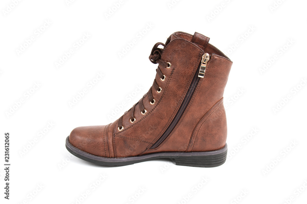 Man's demi-season leather shoes isolated on wthite.