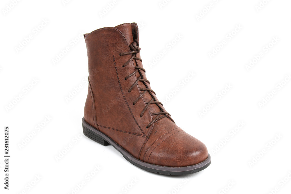 Man's demi-season leather shoes isolated on wthite.