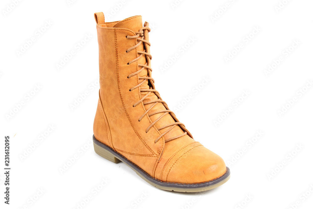 Man's demi-season leather shoes isolated on wthite.