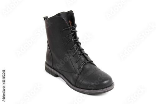 Man's demi-season leather shoes isolated on wthite.